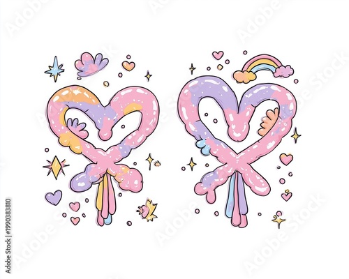 Cosmic Heart Landscape Illustration Sun Moon Love Unity Symbol Mystical Nature Dreamy Scene