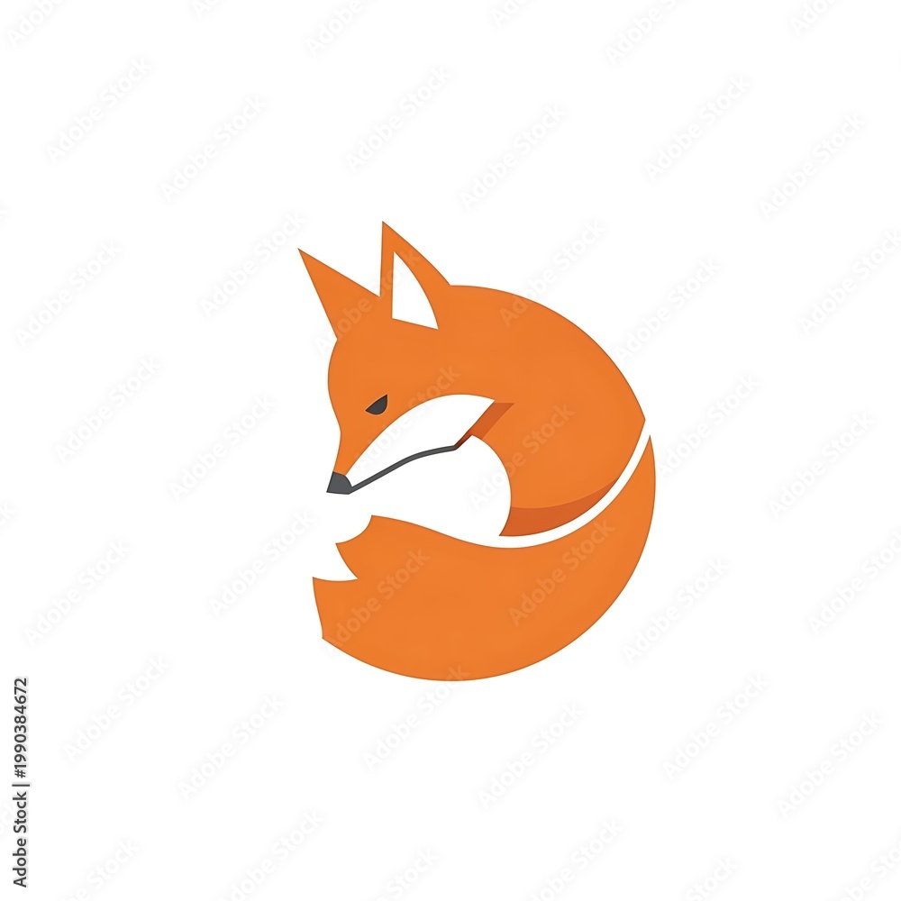 Fototapeta premium Minimalist orange fox graphic design on a white background