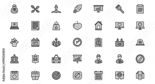 Collection of Hand Drawn Business and Office Icons.