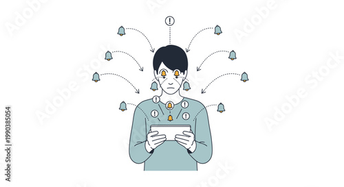 Businessman, multitasking, overwhelmed, stressed, office worker, vector illustration