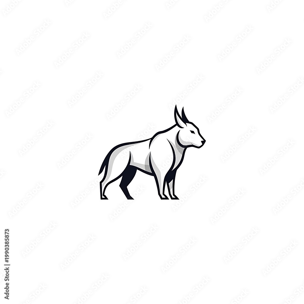 Fototapeta premium Minimalist vector illustration of a stylized powerful canine animal profile
