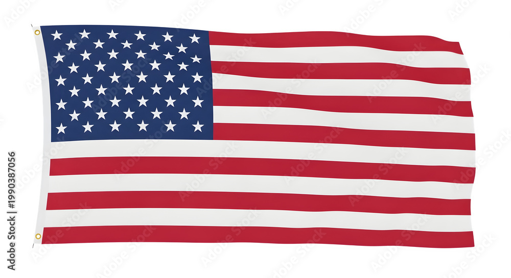 Fototapeta premium The American flag waves gently on a sunny day outdoors freely