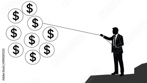 Financial control and investment management metaphor flat vector illustration.