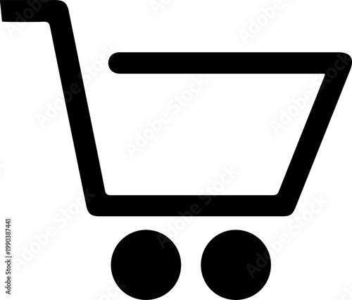 Black shopping cart - shopping trolley icon on transparent background
