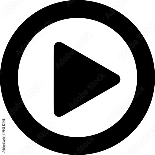 Black play button icon on transparent background