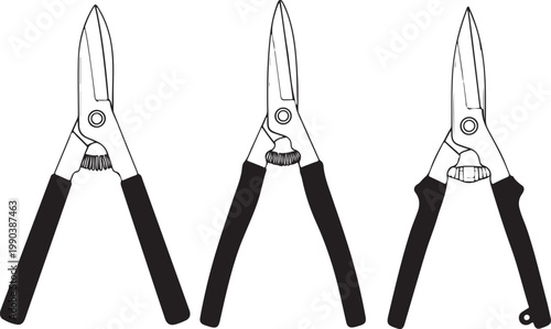 Pruning shears, gardening tools, clipping scissors, cutting equipment