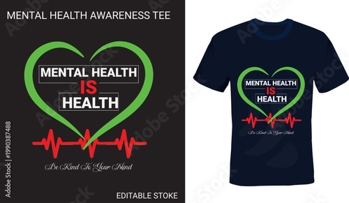 Mental Health Awareness Heartbeat Graphic T-Shirt