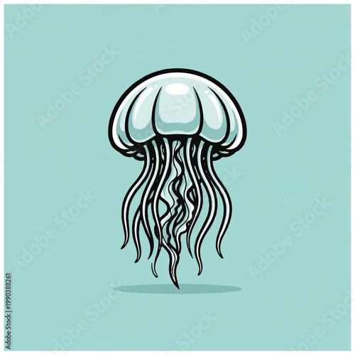 A cartoon jellyfish with tentacles.