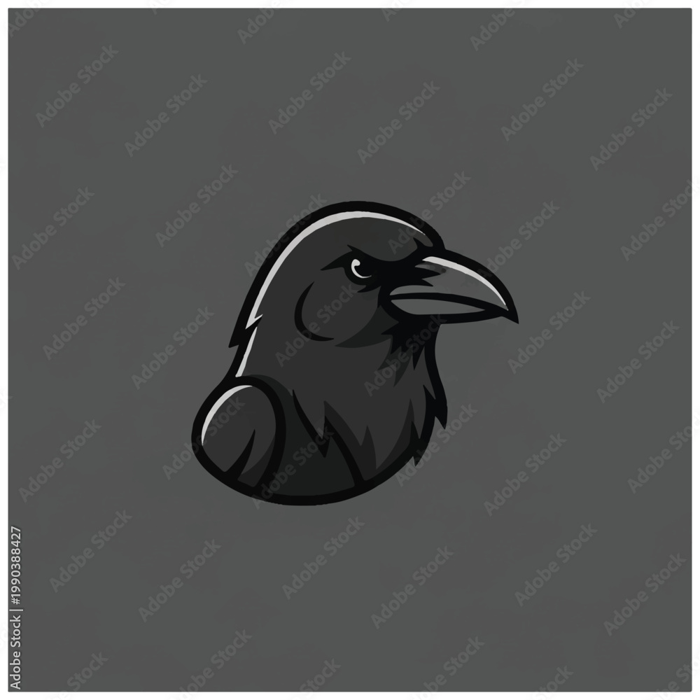 Fototapeta premium Black bird wearing headphones profile.