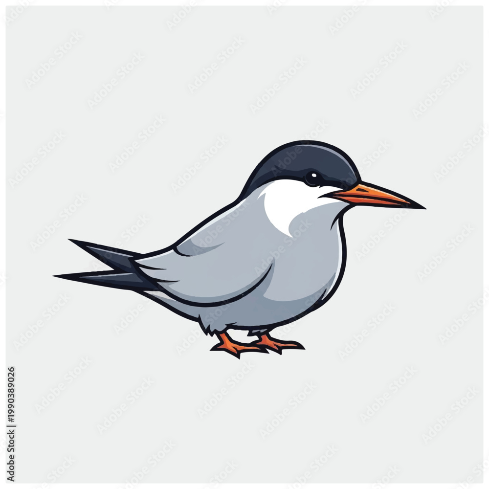 Fototapeta premium Cartoon Bird With Orange Beak.