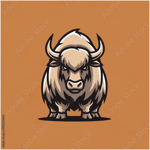 Cartoon bison standing on ground 1.