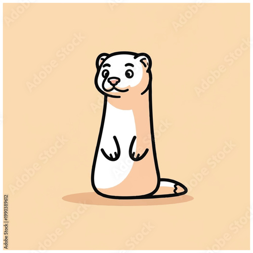 Cartoon Ferret Sitting Upright Smiling.