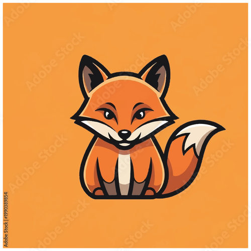 Cartoon Fox Sitting Smiling Face 1.