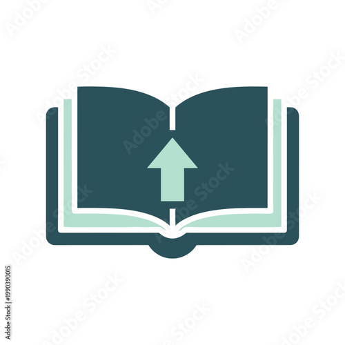 Open Book Upload Arrow Vector Icon for Education, Library, and Digital Learning