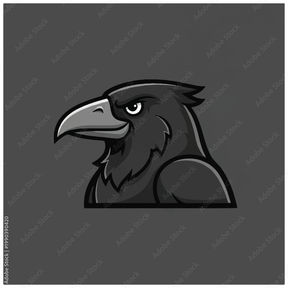 Fototapeta premium Cartoon illustration of a raven head.