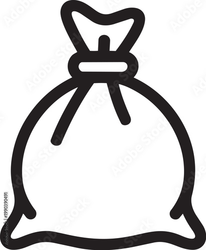 A black and white drawing of a bag