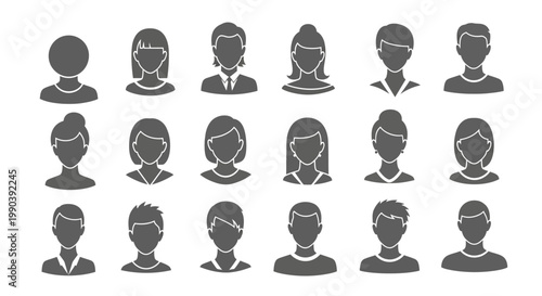 Diverse group of business people icons.