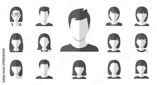 Diverse group of people icons.