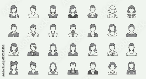 Diverse group of people icons.