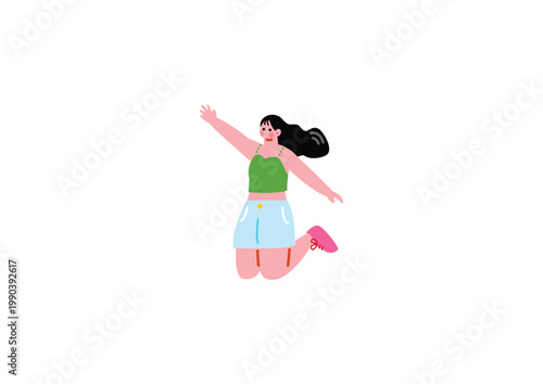 ジャンプする女性のイラスト