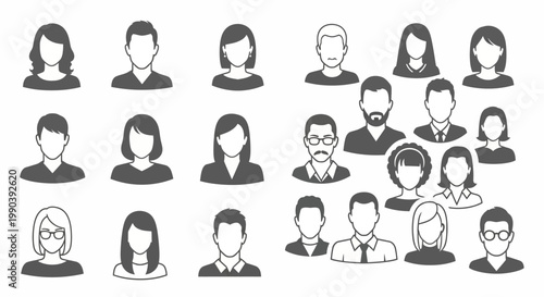 Diverse group of people icons.