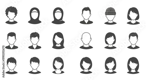 Diverse group of people icons.