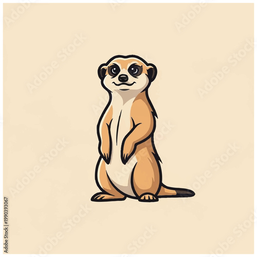 Cute cartoon meerkat standing upright 3.