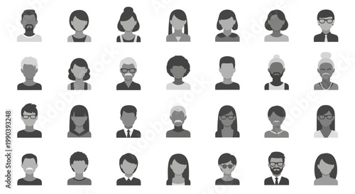Diverse group of people icons.