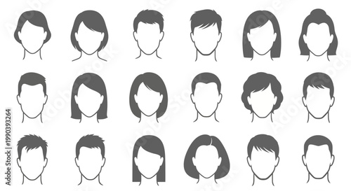 Diverse group of people icons faces.