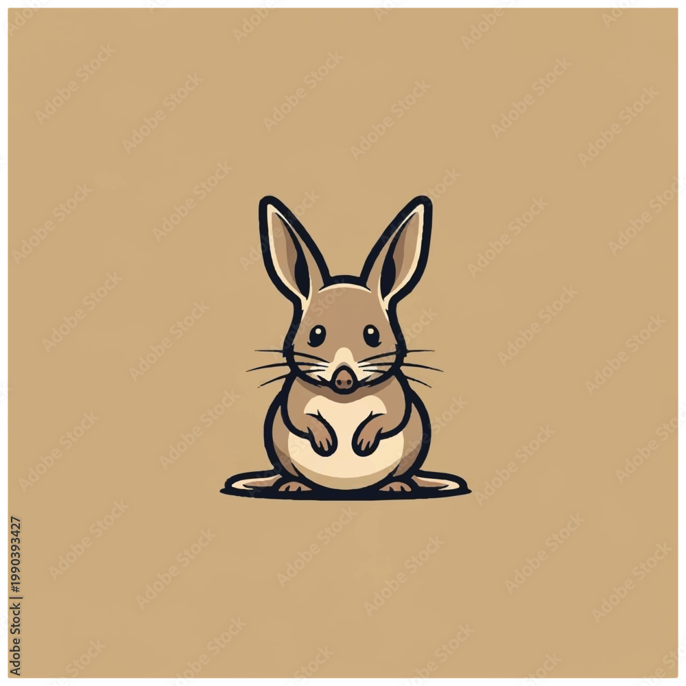 Obraz premium Cute Cartoon Rabbit Sitting Down 1.