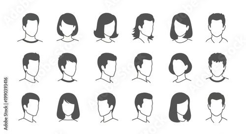 Diverse group of people icons faces.