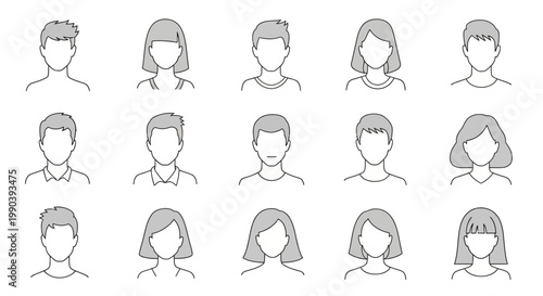 Diverse group of people icons faces.