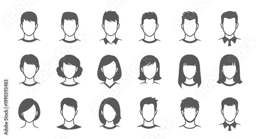 Diverse group of people icons faces.