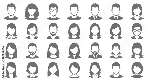 Diverse group of people icons faces.