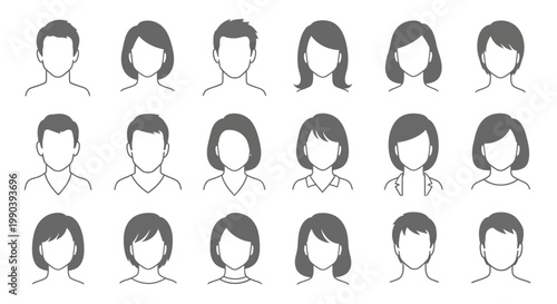 Diverse group of people icons faces.