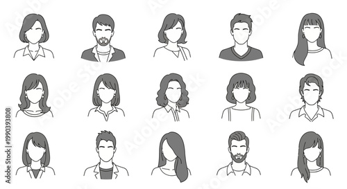 Diverse group of people illustrations.
