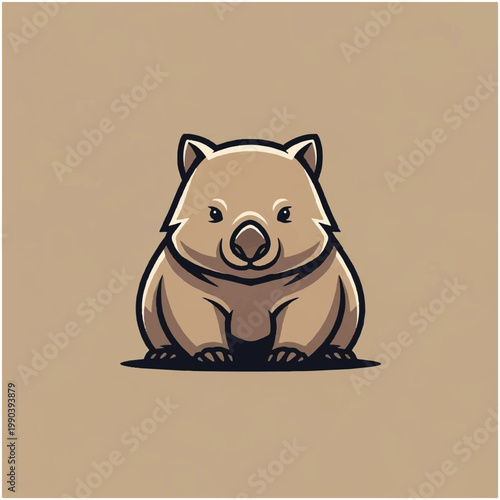 Cute cartoon wombat sitting down.