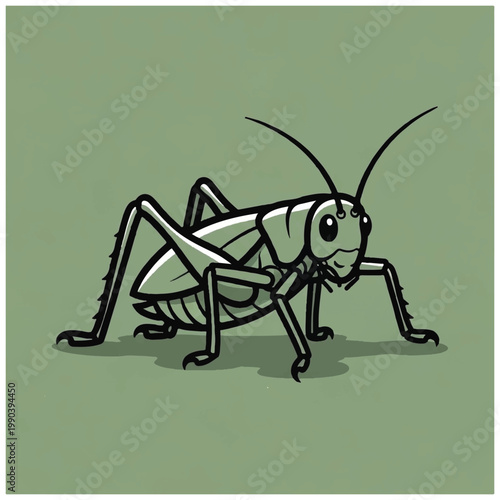 Detailed illustration of a cricket insect.