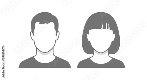 Two faceless people standing side by side.