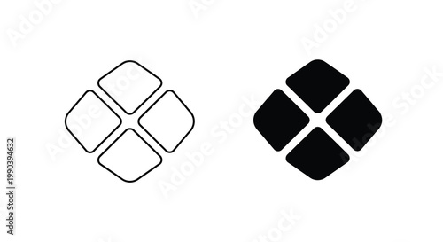 A comparison showcasing two variations of a geometric design one white and one black high quality professional detailed