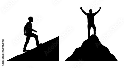 Journey of perseverance and triumph on a challenging climb to the summit Vector, illustration