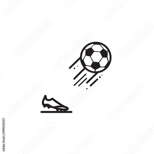 Obraz na plátne Soccer ball flying through air after being kicked by professional football player in athletic competition event