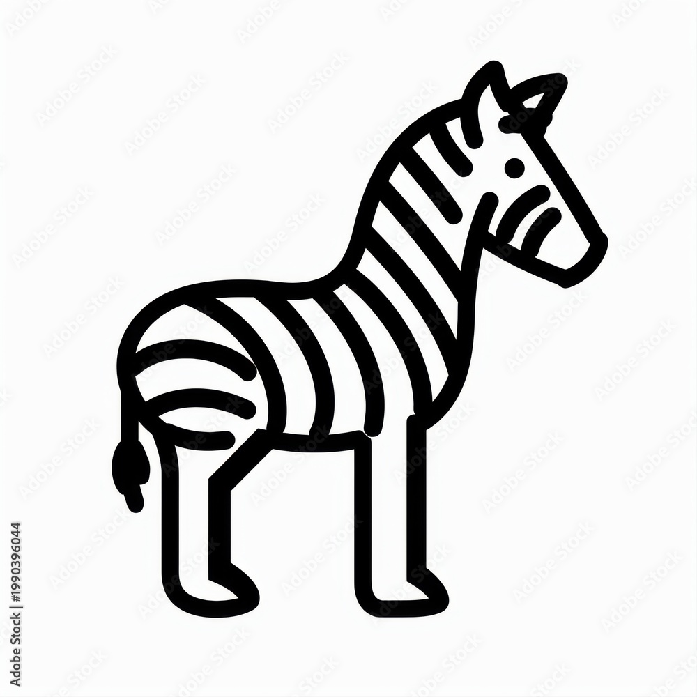 Fototapeta premium Cute Minimalist Zebra Illustration in Black and White Design for Kids