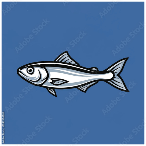 Silver fish with fins swimming left.