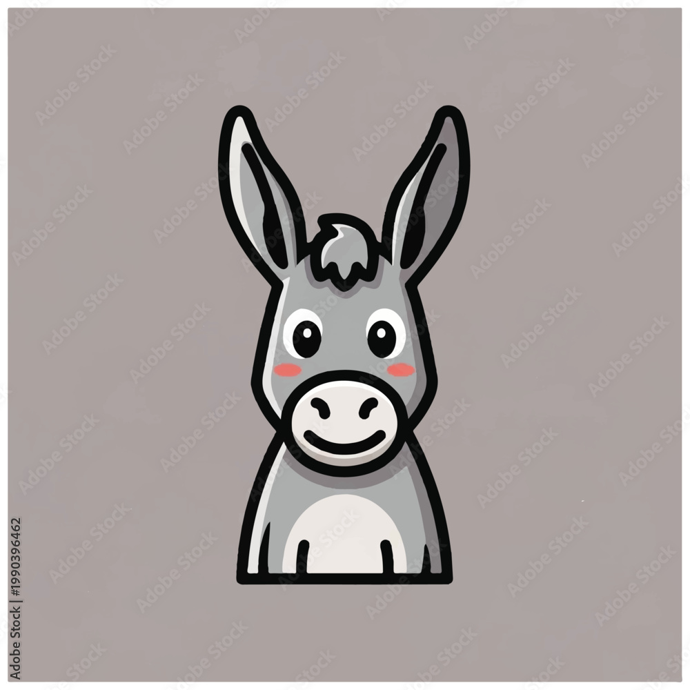 Fototapeta premium Smiling Cartoon Donkey Face Closeup.