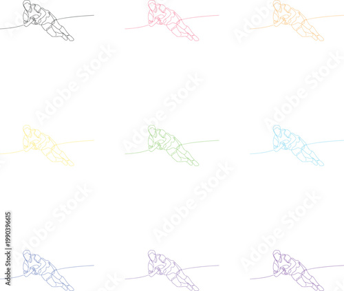 American football player diving for touchdown continuous line art sports action collection.