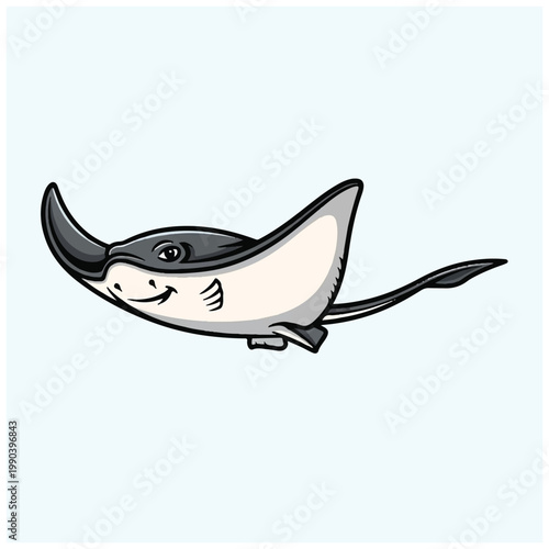 Smiling Cartoon Manta Ray Fish 1.