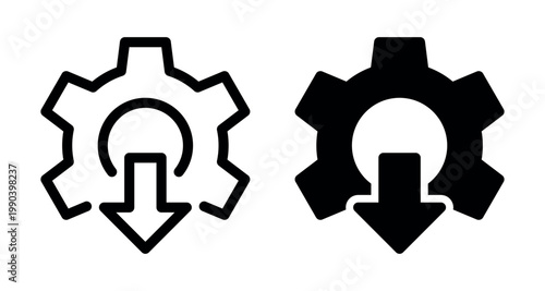 Software Installation and Download Settings Gear Icon Set Configuration Update Vector