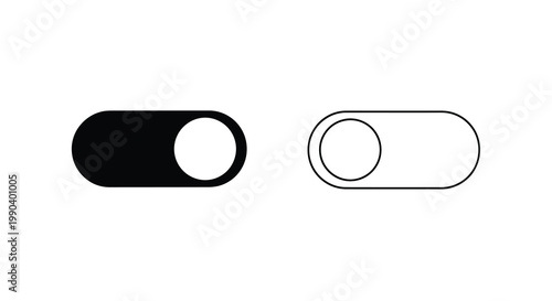 A minimalist illustration depicts two toggle switches one active and one inactive in black and white high quality