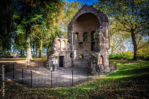 ancient medieval ruins in the park in nijmegen, the netherlands called Barbarossa ruins